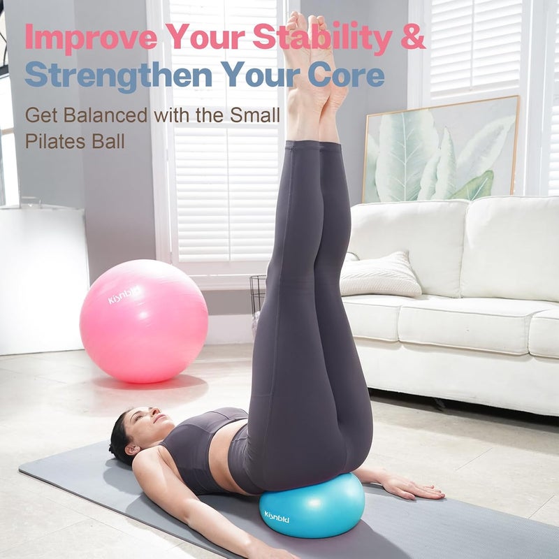 kisnbld Small Exercise Ball, 9 Inch Mini Pilates Ball, Anti Burst and Slip Resistant Mini Yoga Ball for Stability, Fitness, Physical Therapy, Stretching & Core Strength Workout at Home Gym & Office - Image 2